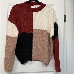 PINK LILY | Colorblock Fall Knit Chenille Sweater | SIZE SMALL